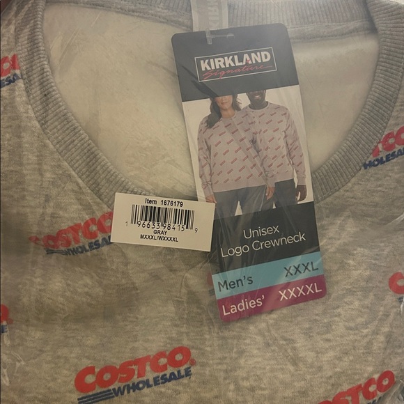 NWT Kirkland Signature MEN Costco Wholesale Logo Fleece Crewneck GRAY XXXL - Picture 6 of 6